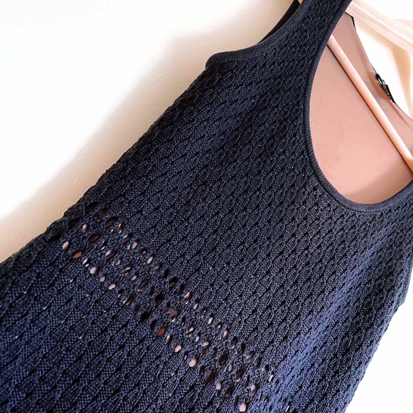 etcetera black crochet tank dress - size small