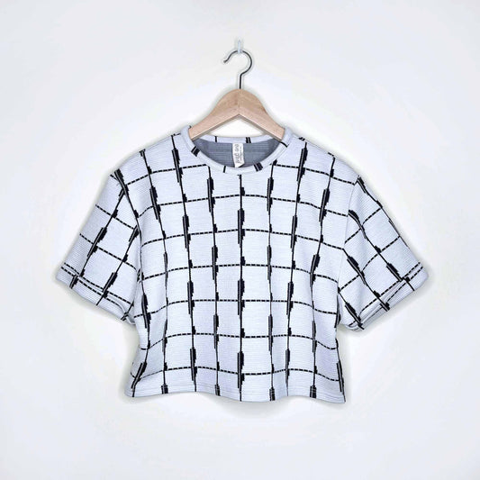 Eve Gravel houndstooth knit crop - size Large