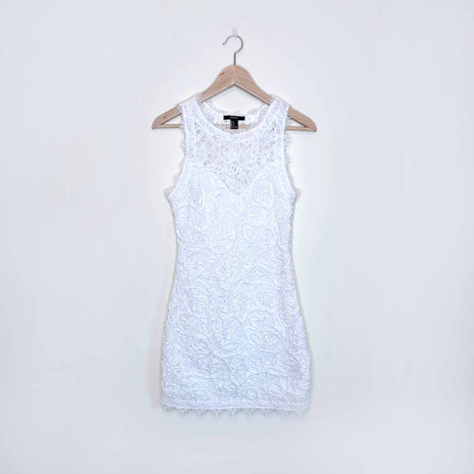 forever 21 rope embroidered white lace mini dress - size small