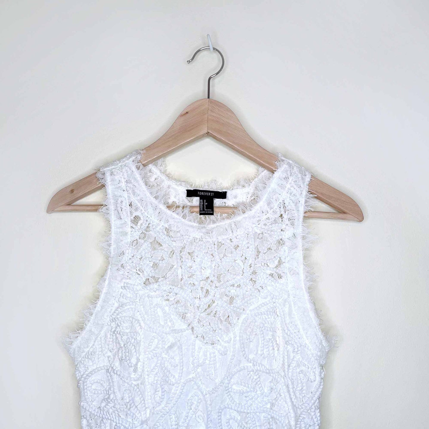 forever 21 rope embroidered white lace mini dress - size small