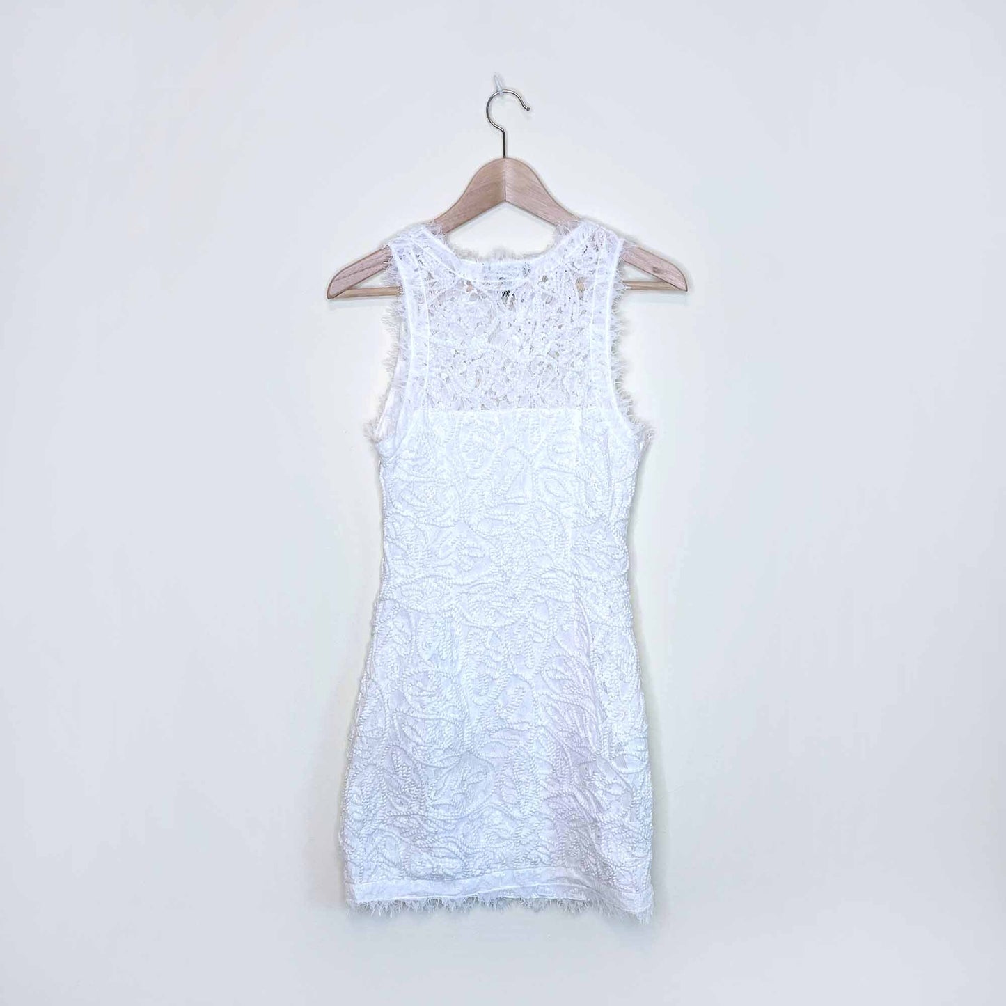 forever 21 rope embroidered white lace mini dress - size small