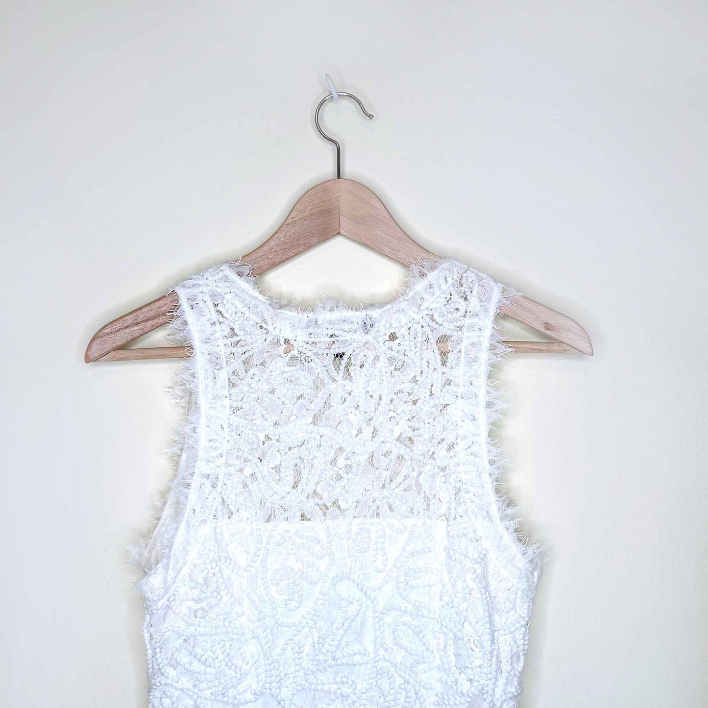 forever 21 rope embroidered white lace mini dress - size small