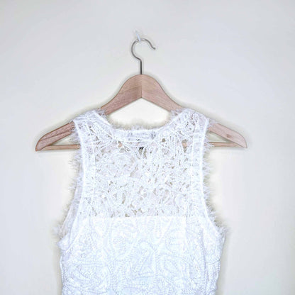forever 21 rope embroidered white lace mini dress - size small