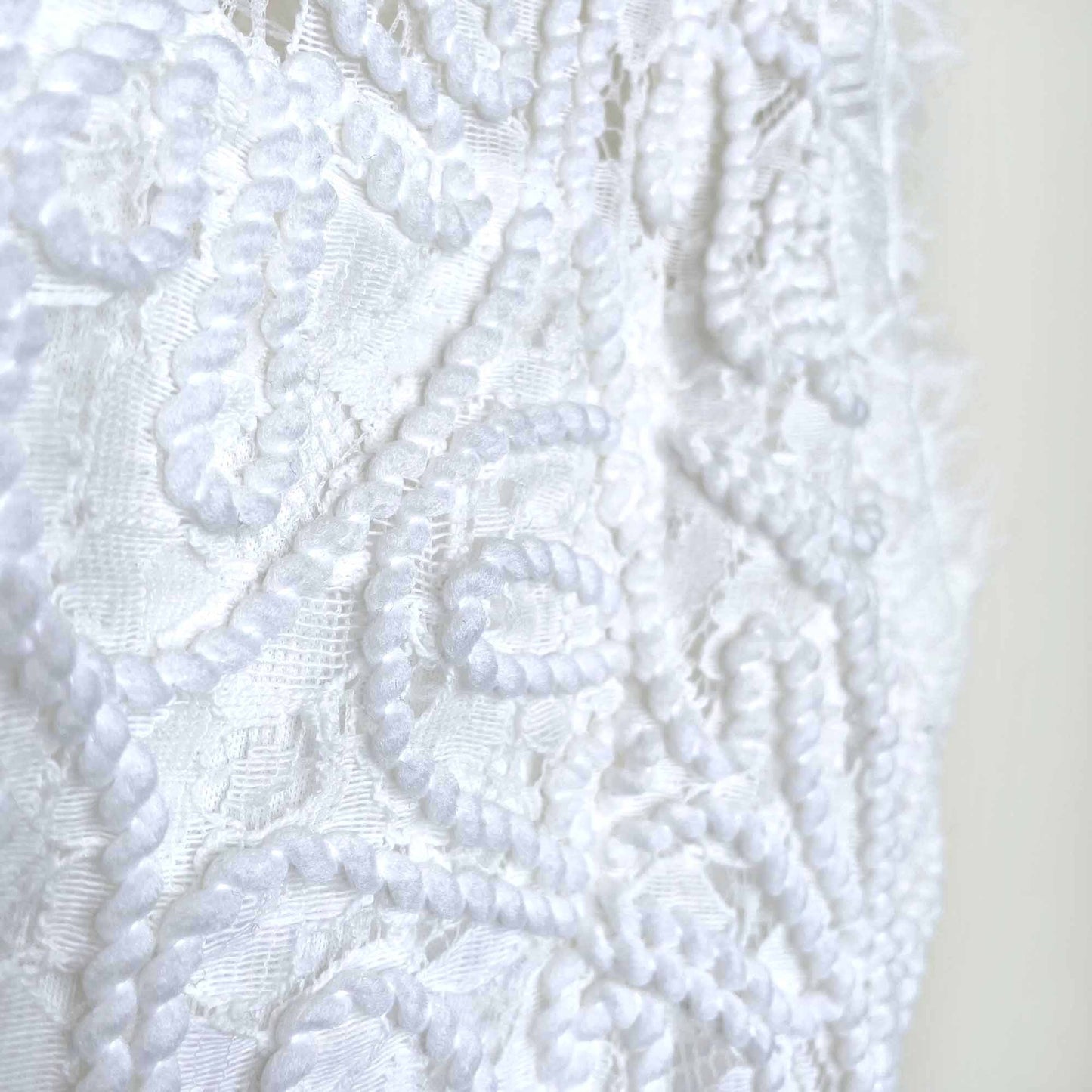 forever 21 rope embroidered white lace mini dress - size small