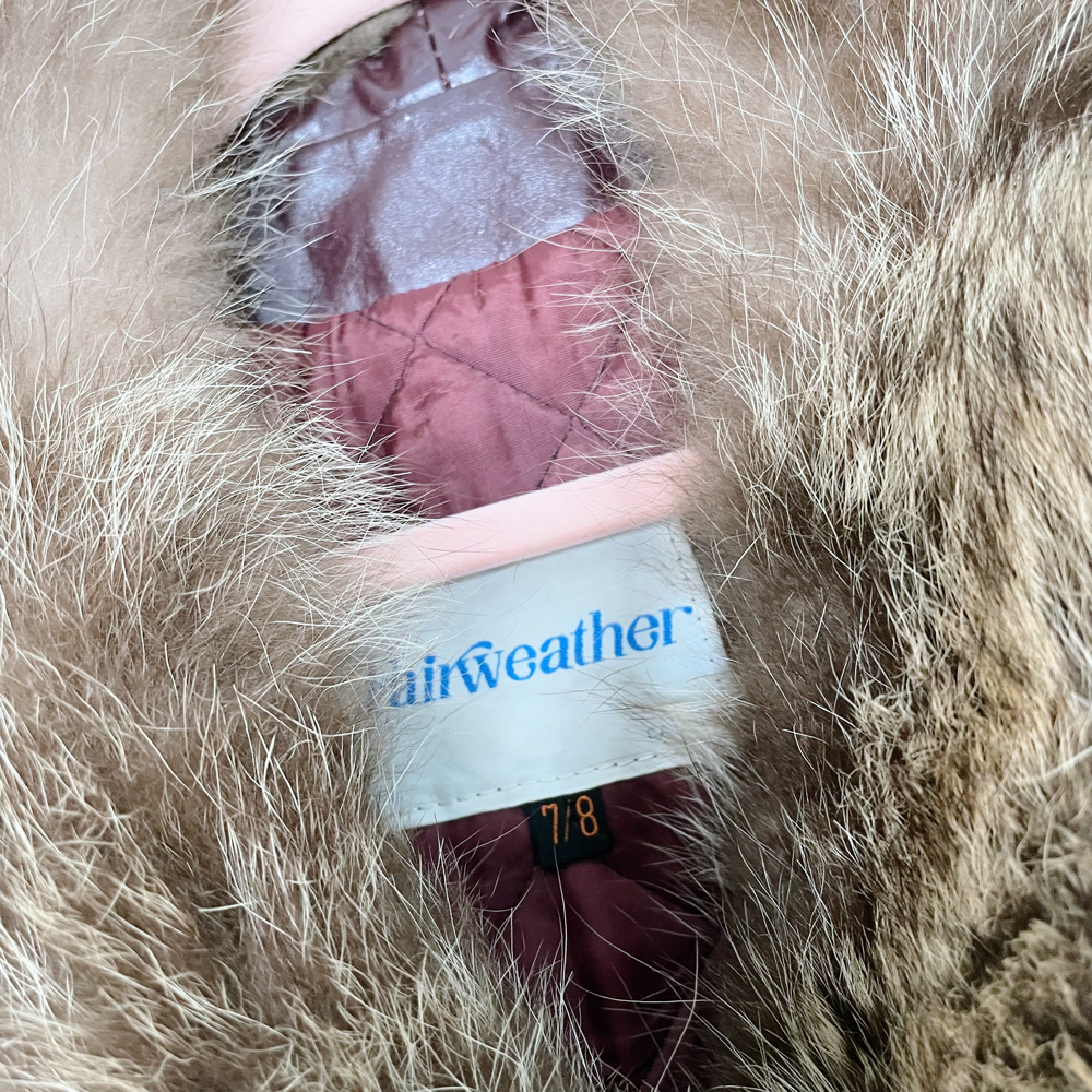 vintage fairweather leather trench coat with fur collar - size 7/8