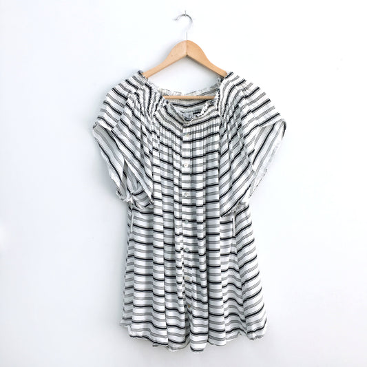 faithfull the brand off shoulder dress in amsterdam stripe - size 2