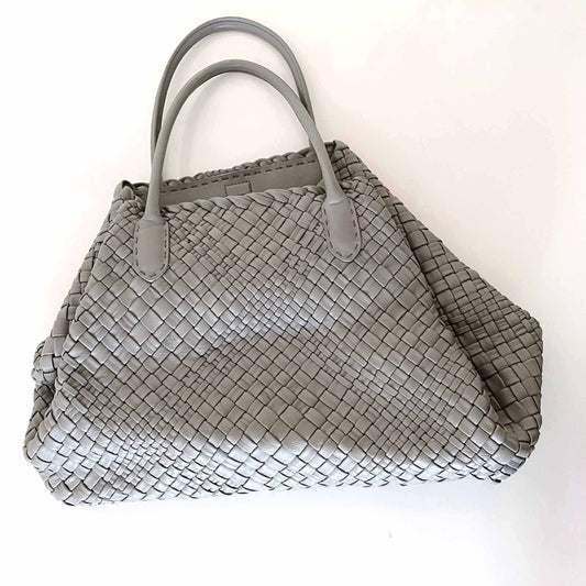 falor firenze hand woven intrecciato grey handbag tote
