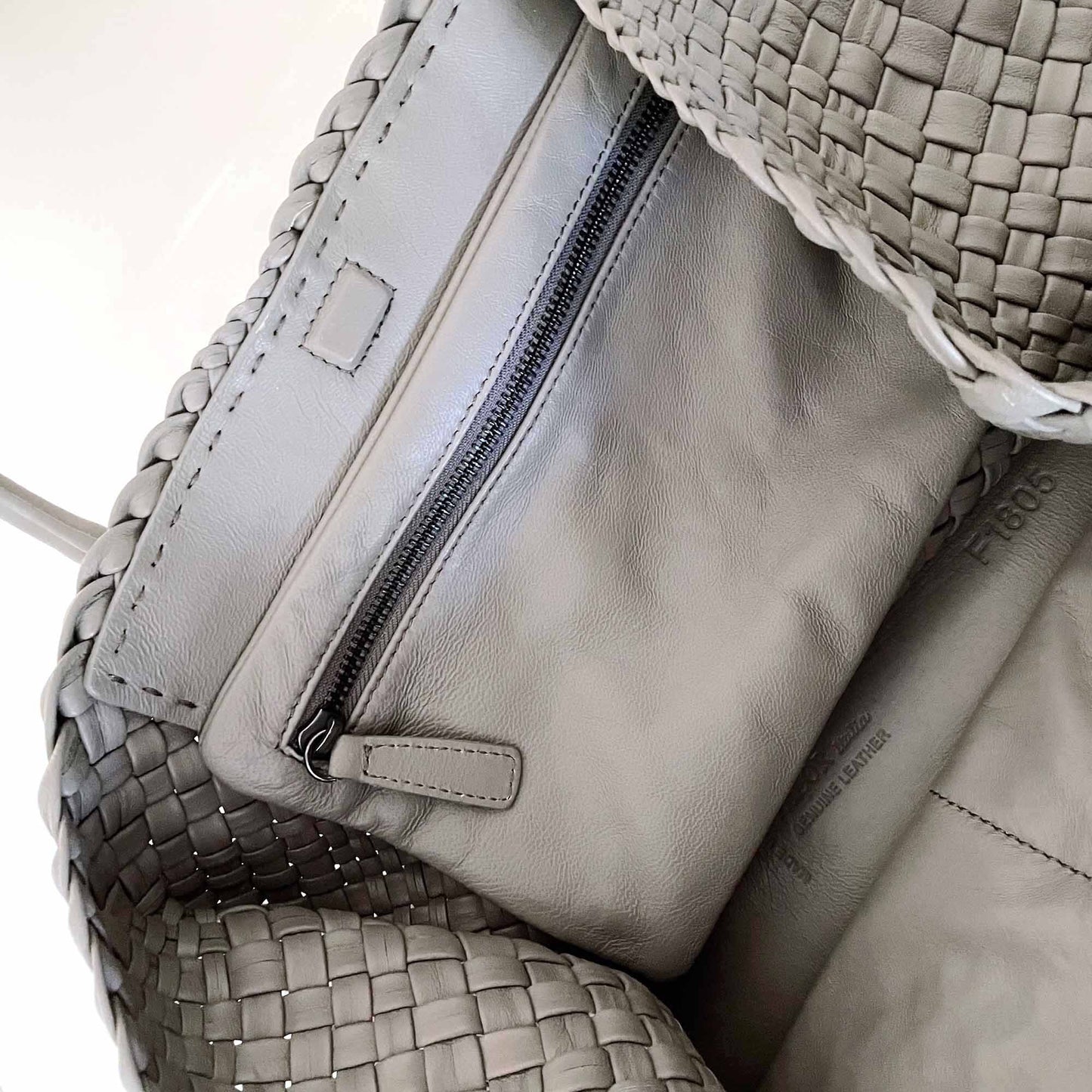 falor firenze hand woven intrecciato grey handbag tote