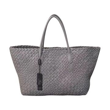 falor firenze hand woven intrecciato grey handbag tote
