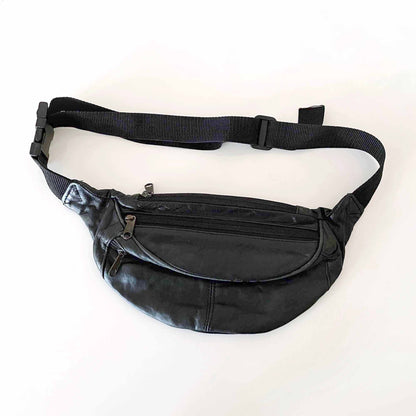 vintage black leather fanny pack