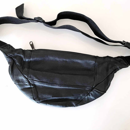 vintage black leather fanny pack