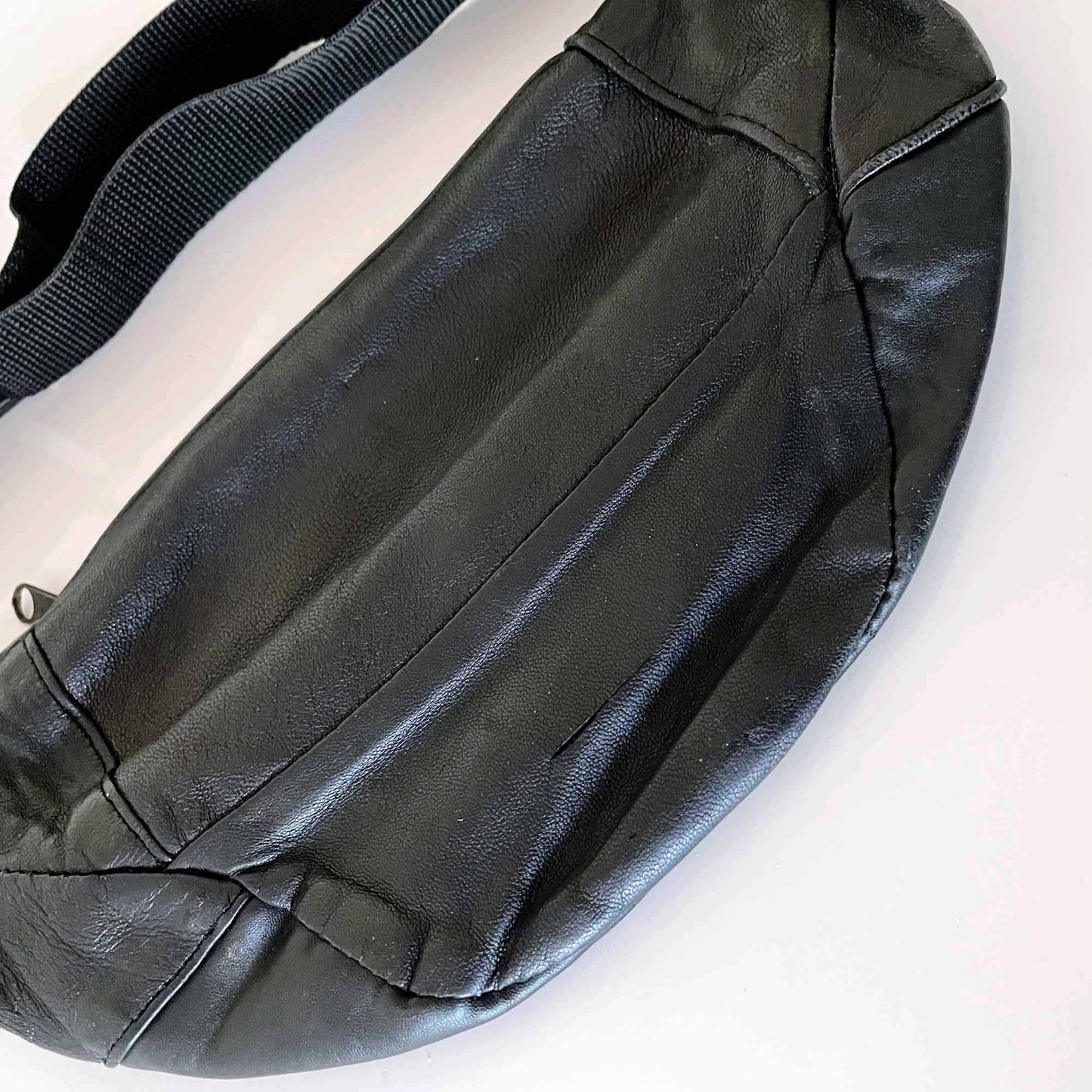 vintage black leather fanny pack