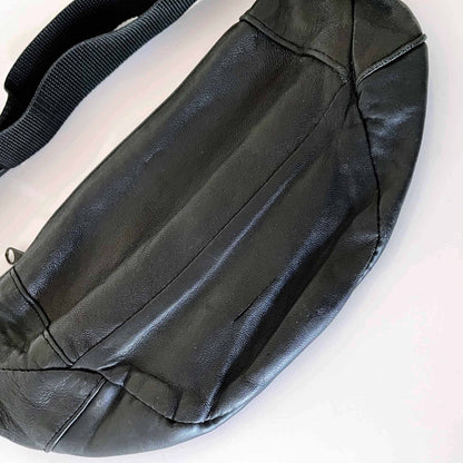 vintage black leather fanny pack