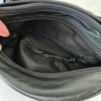 vintage black leather fanny pack
