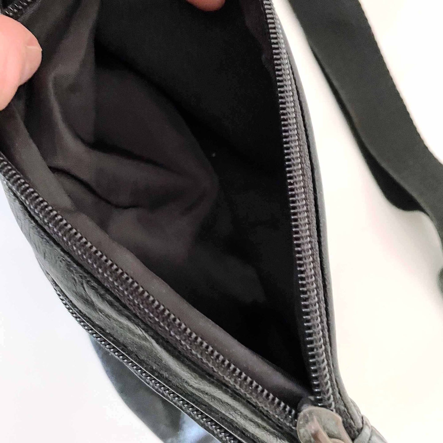 vintage black leather fanny pack