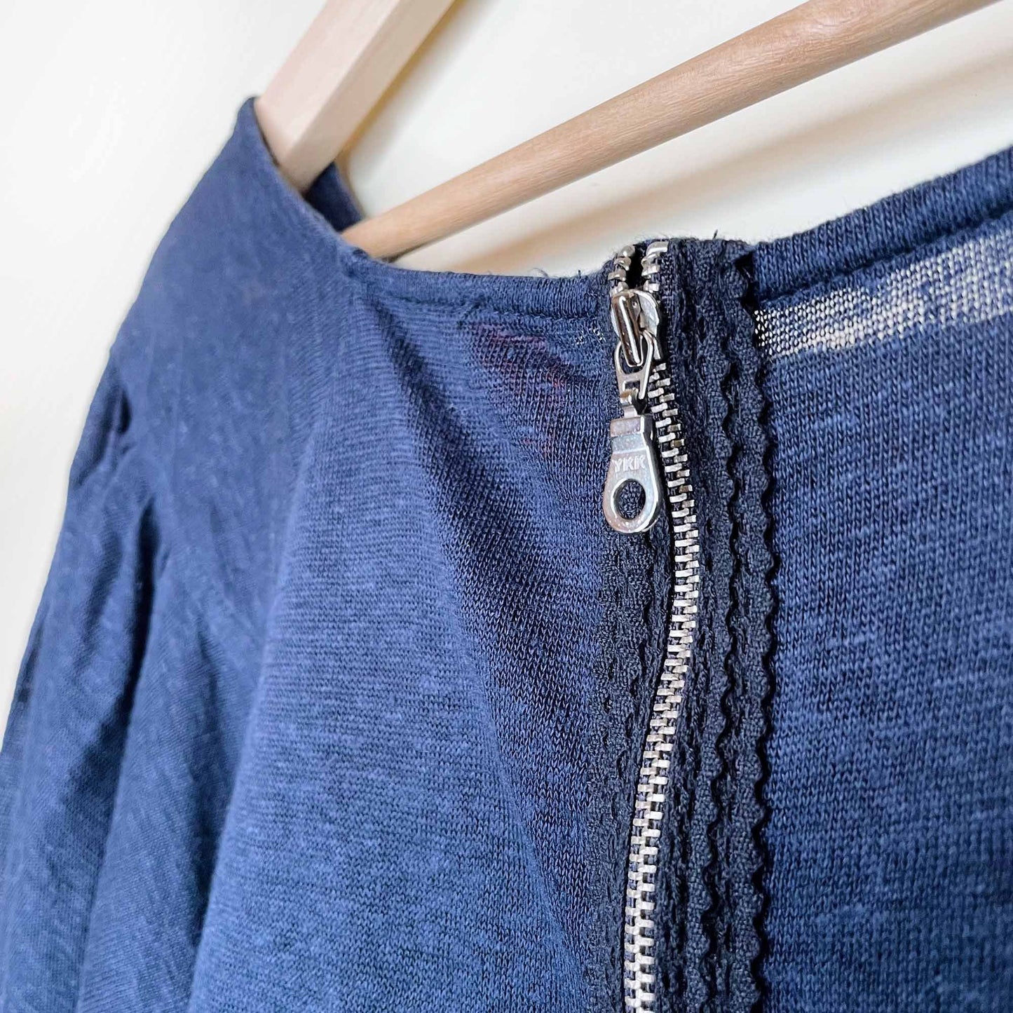 farm rio 100% linen cropped puff sleeve tee - size medium