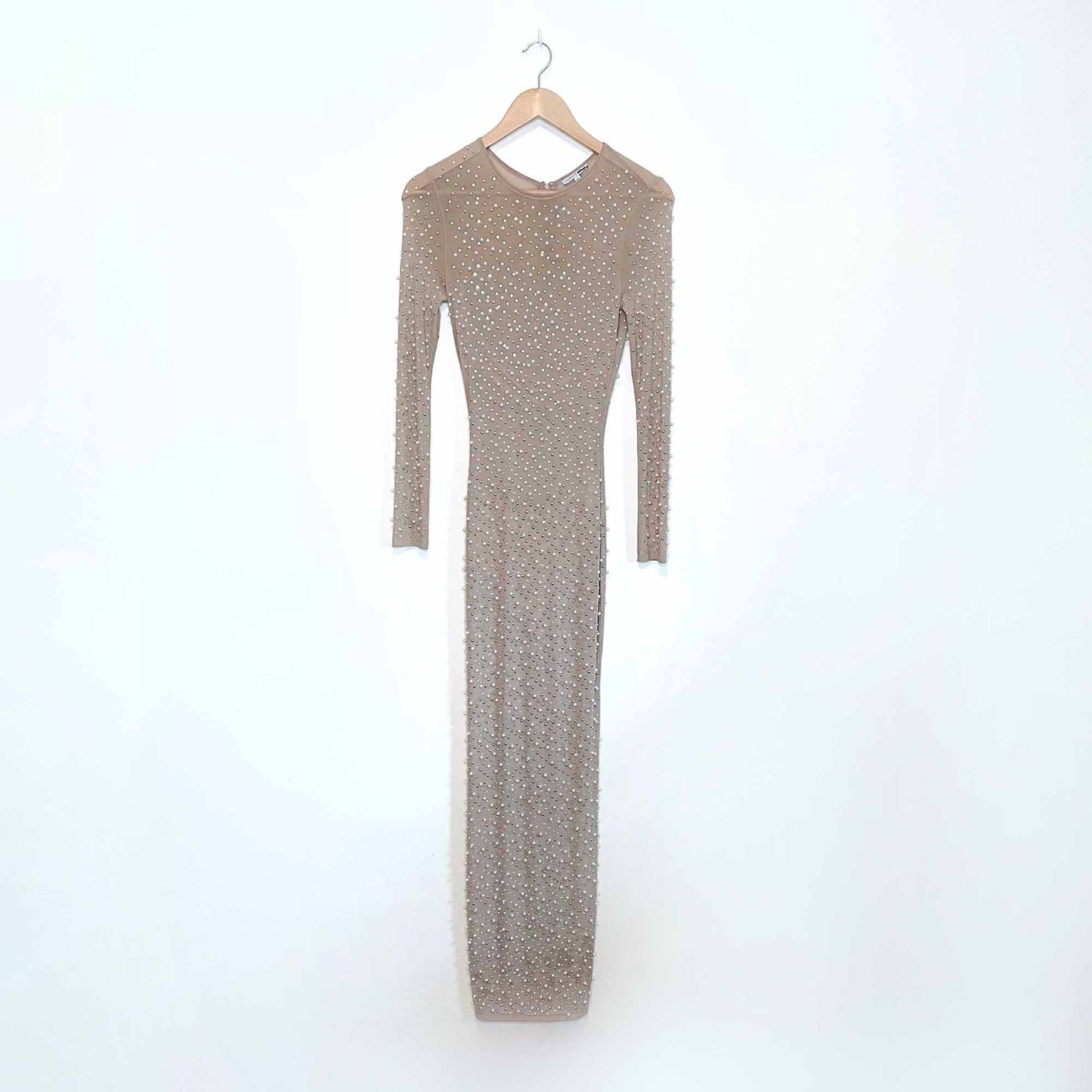 fashion nova jacey embellished sheer maxi dress - size small