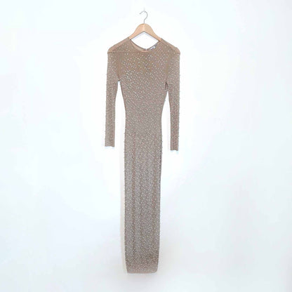 fashion nova jacey embellished sheer maxi dress - size small