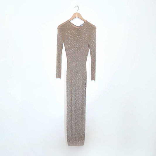 fashion nova jacey embellished sheer maxi dress - size small