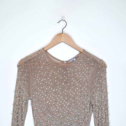 fashion nova jacey embellished sheer maxi dress - size small