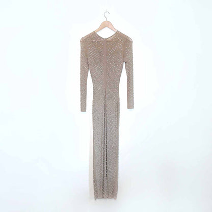 fashion nova jacey embellished sheer maxi dress - size small