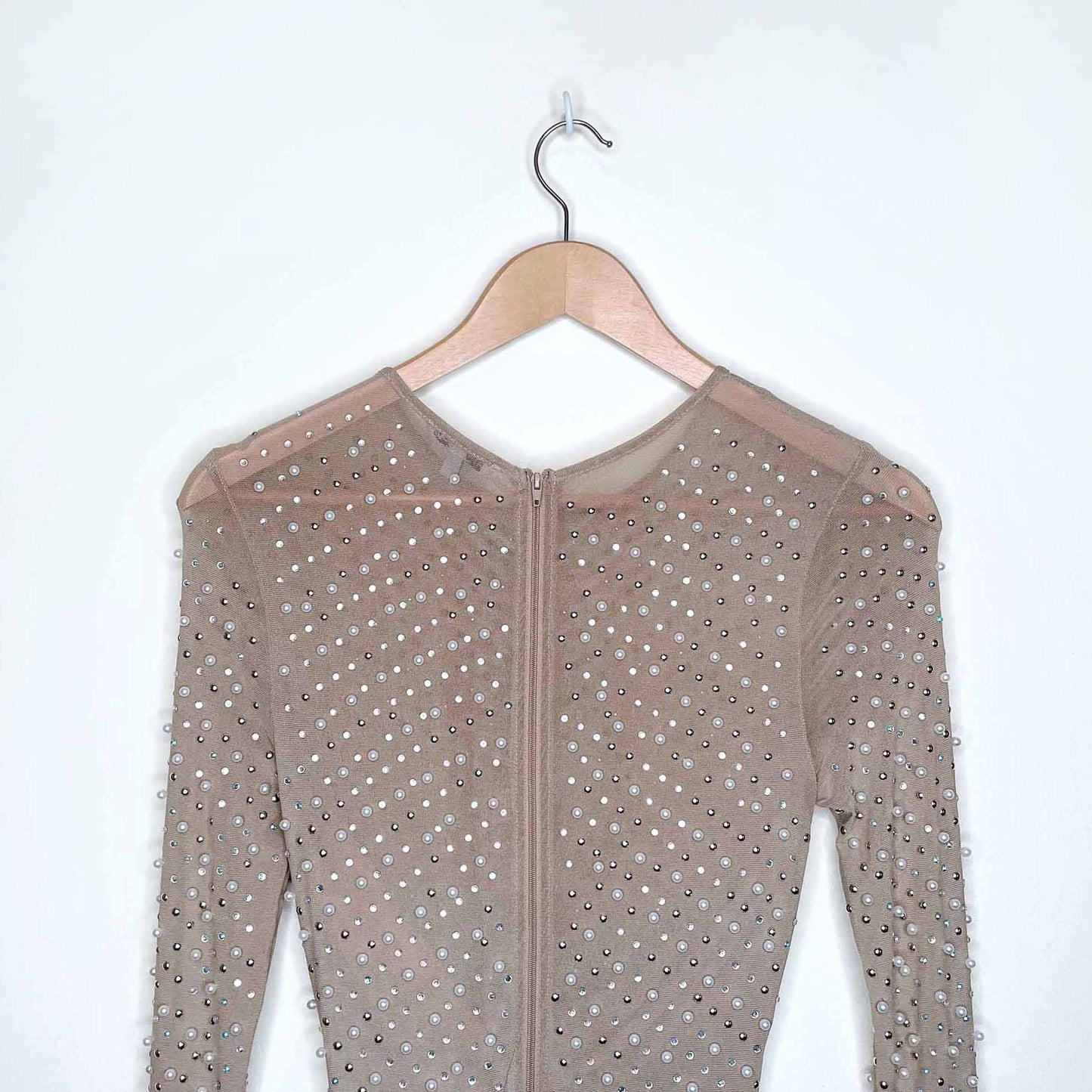 fashion nova jacey embellished sheer maxi dress - size small