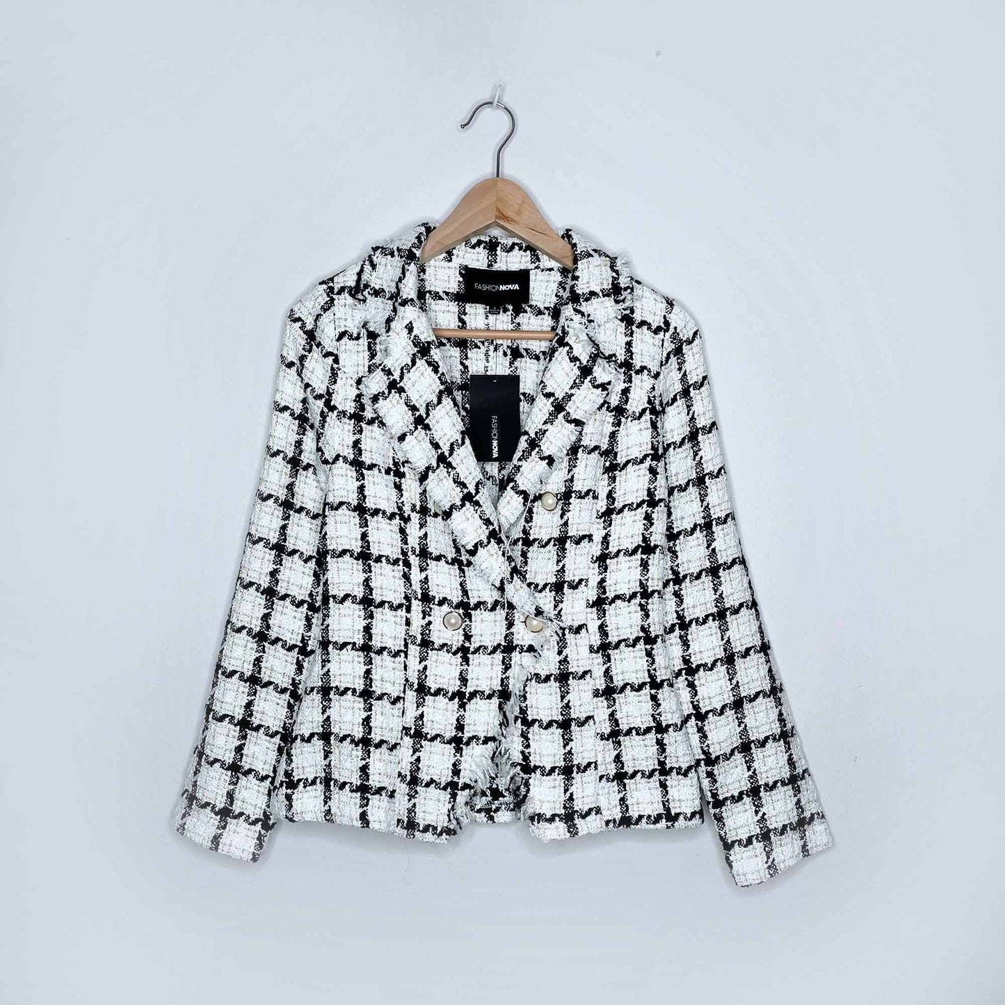 NWT Fashion NOVA A little baggage tweed blazer - size Small