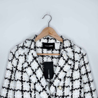 NWT Fashion NOVA A little baggage tweed blazer - size Small
