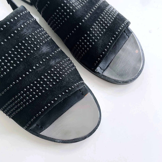 french connection black studded suede slingback sandals - size 38.5