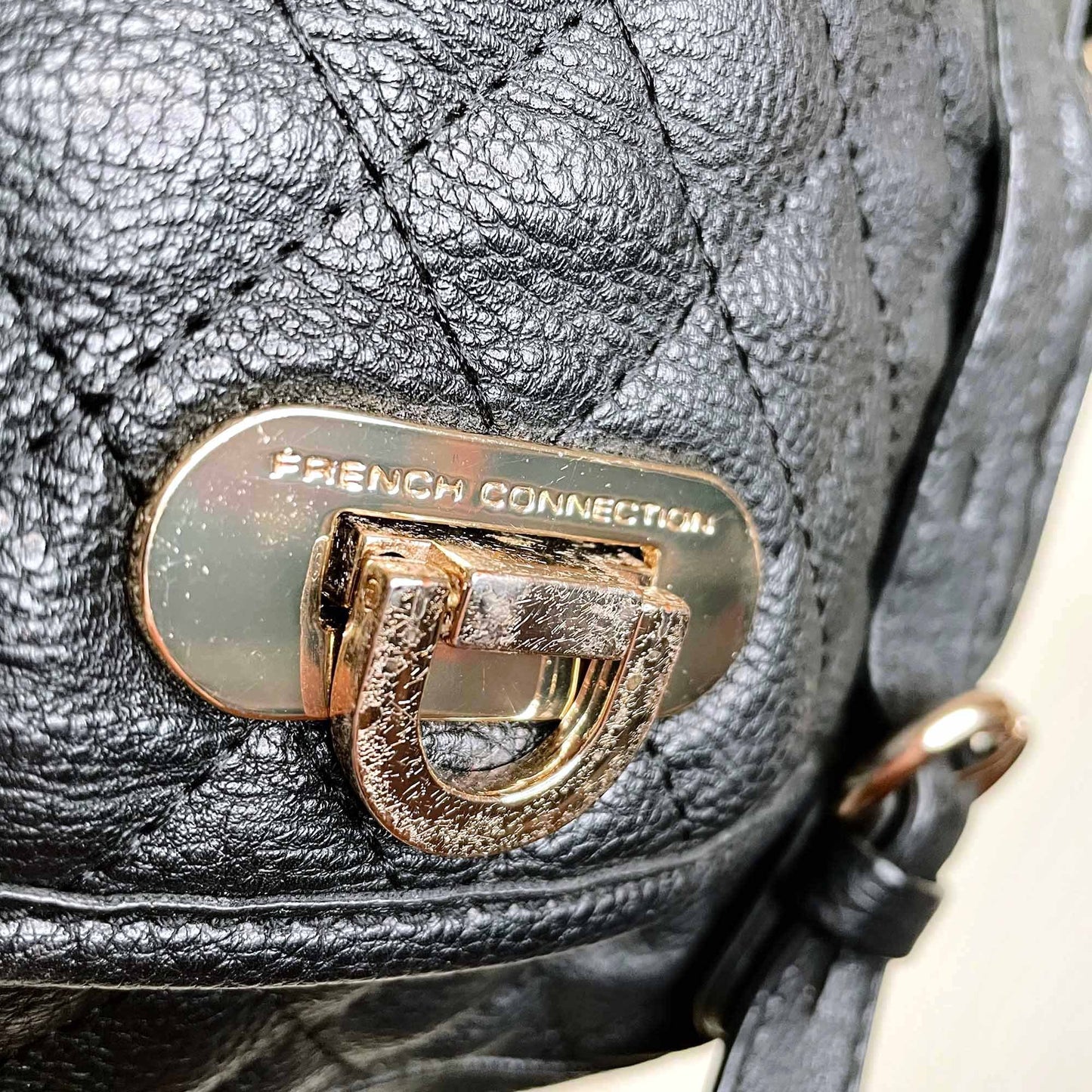 french connection faux leather quilted belt strap crossbody