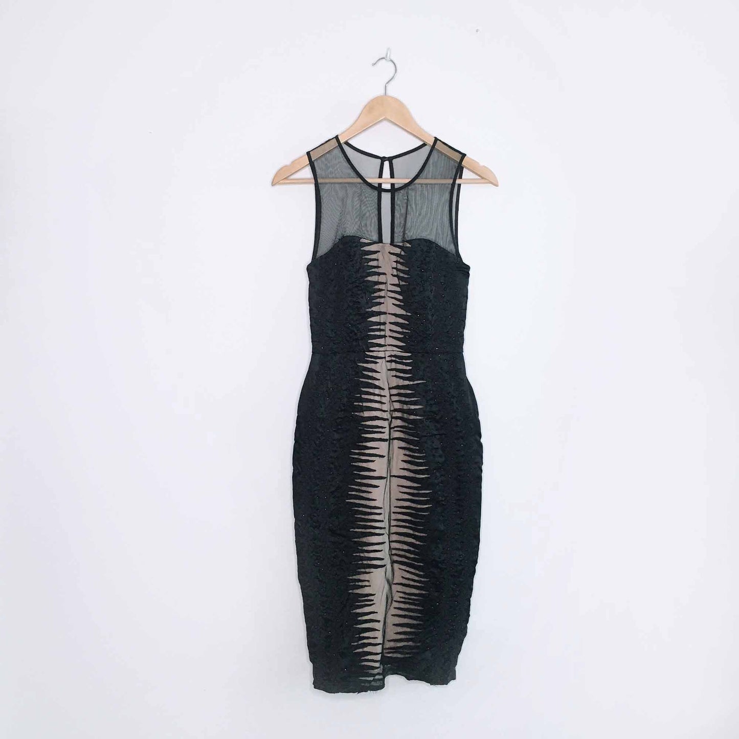french connection sheer beaded cocktail dress - size 2