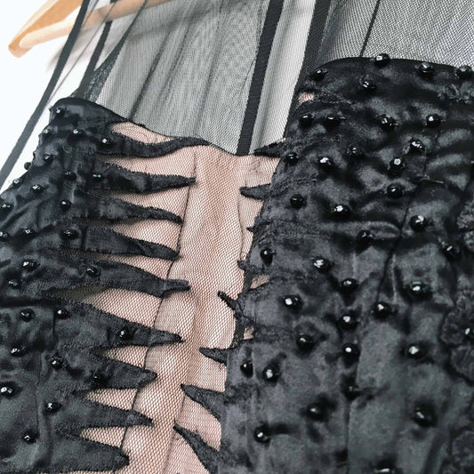 french connection sheer beaded cocktail dress - size 2