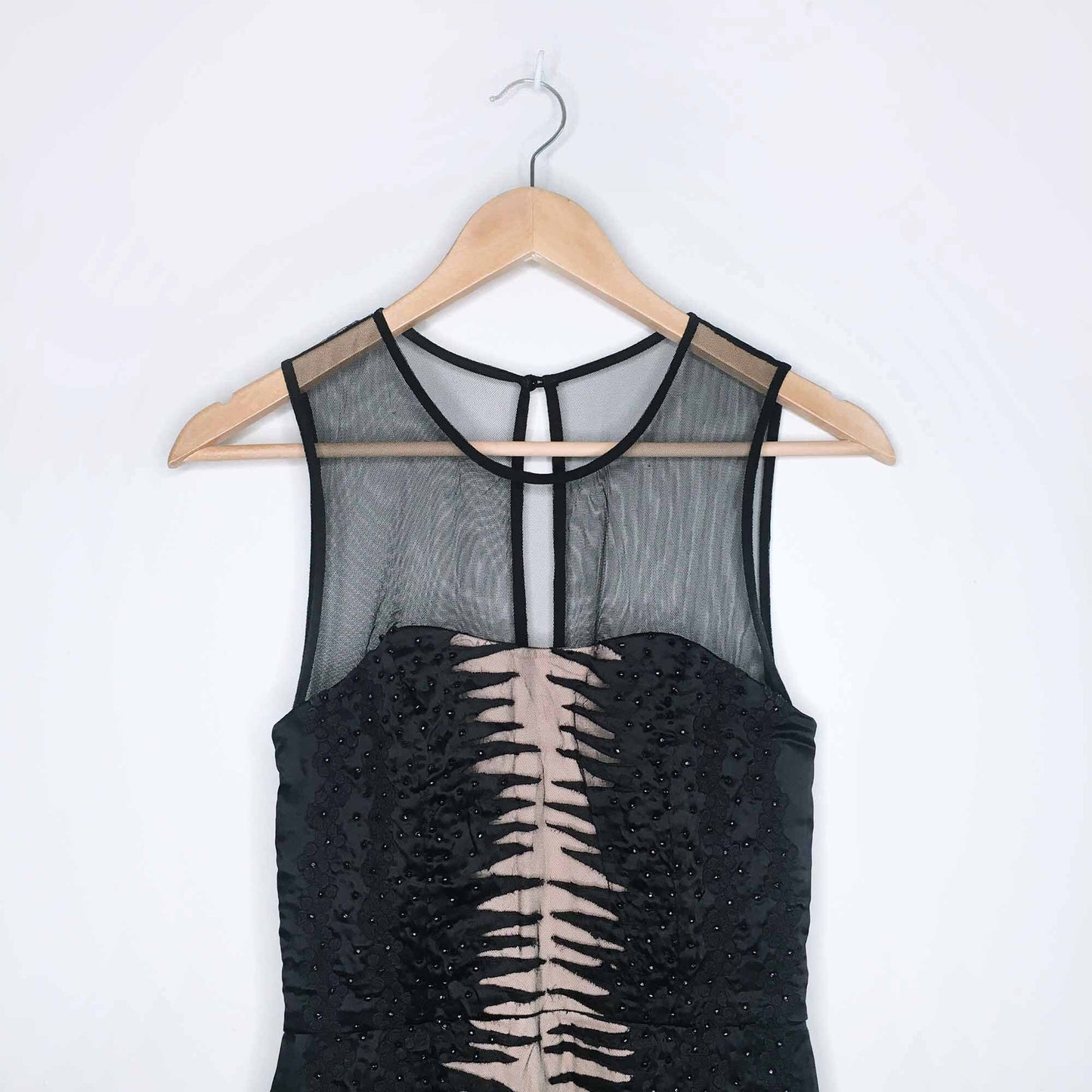 french connection sheer beaded cocktail dress - size 2