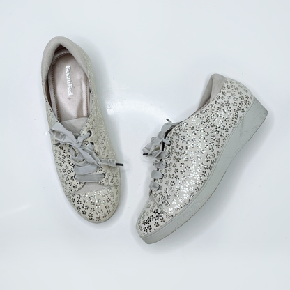 beautifeel leather sneakers with metallic flowers - size 36