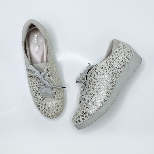 beautifeel leather sneakers with metallic flowers - size 36