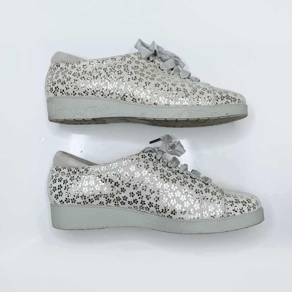 beautifeel leather sneakers with metallic flowers - size 36