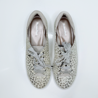 beautifeel leather sneakers with metallic flowers - size 36