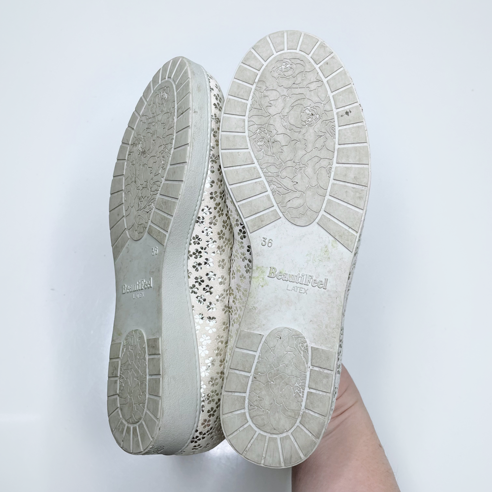 beautifeel leather sneakers with metallic flowers - size 36