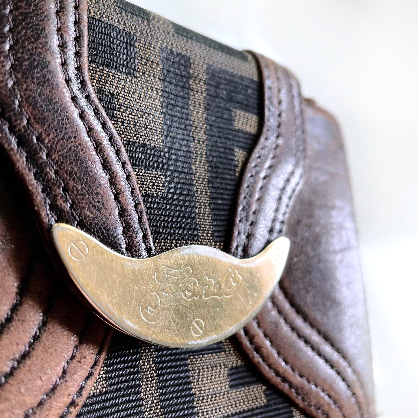 fendi zucca bi-fold snap button wallet with coin pocket