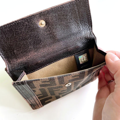fendi zucca bi-fold snap button wallet with coin pocket