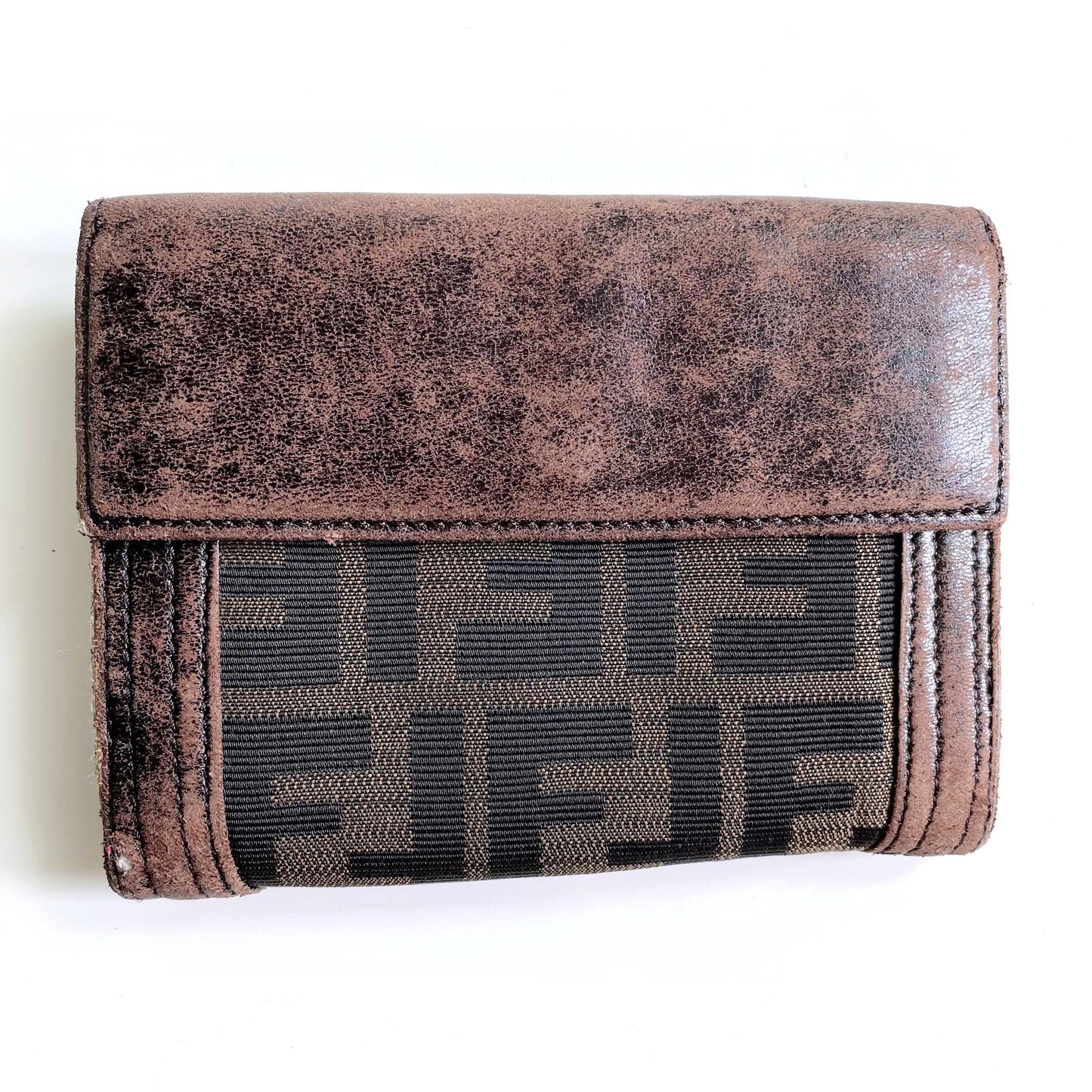 fendi zucca bi-fold snap button wallet with coin pocket