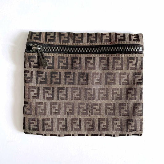 vintage fendi zucca print zip pouch