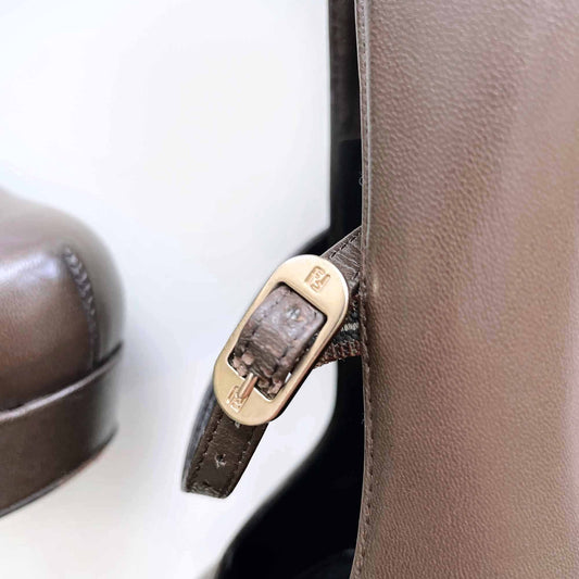 fendi decollette capretto mary-jane platform pumps - size 36.5