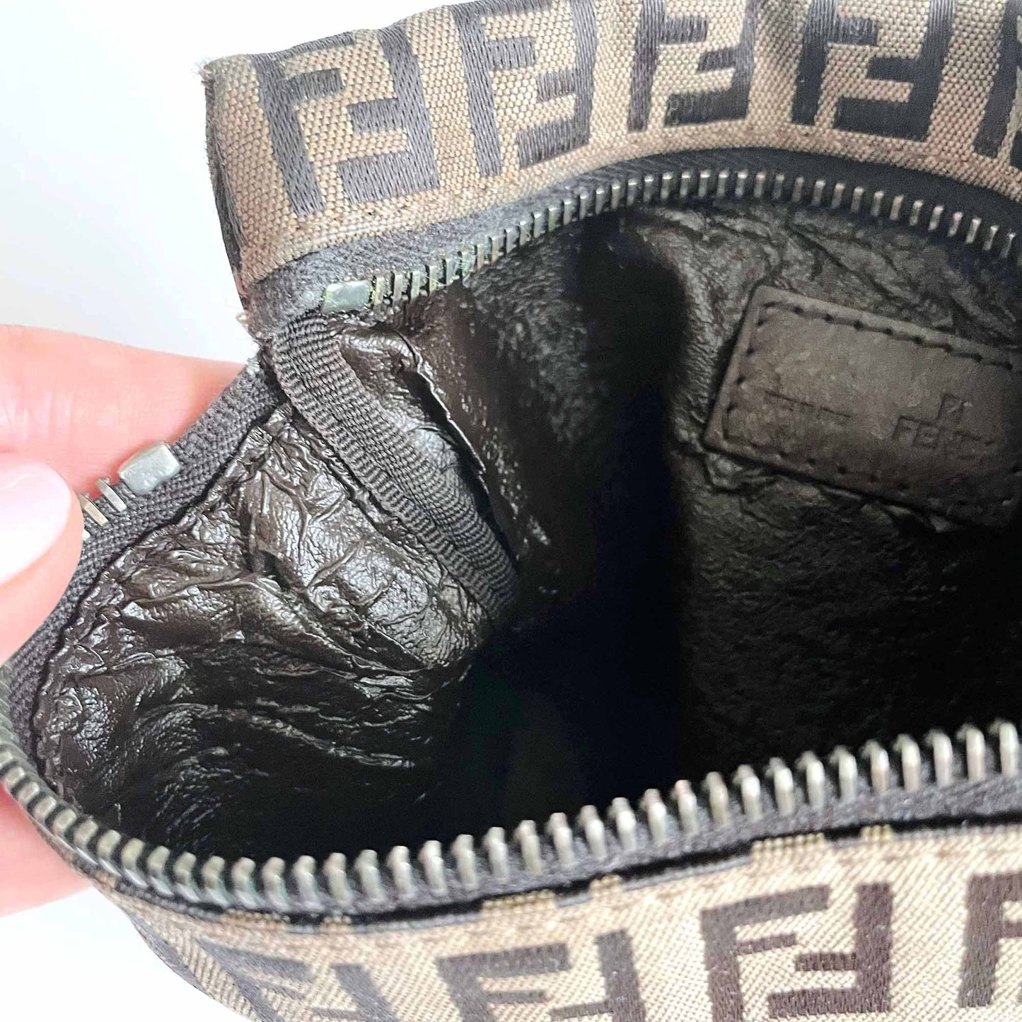 vintage fendi zucca print zip pouch