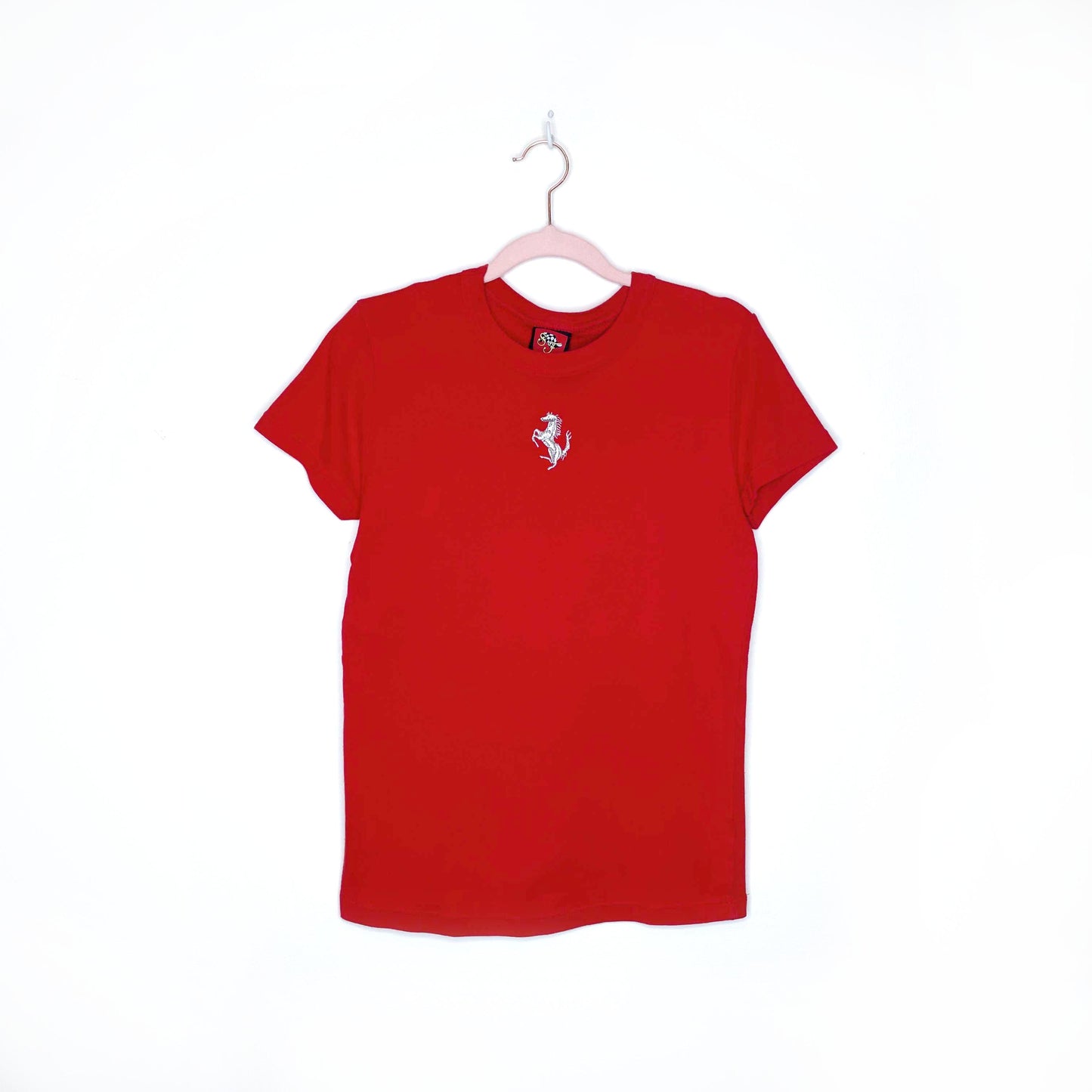 vintage red ferrari logo tee - size large