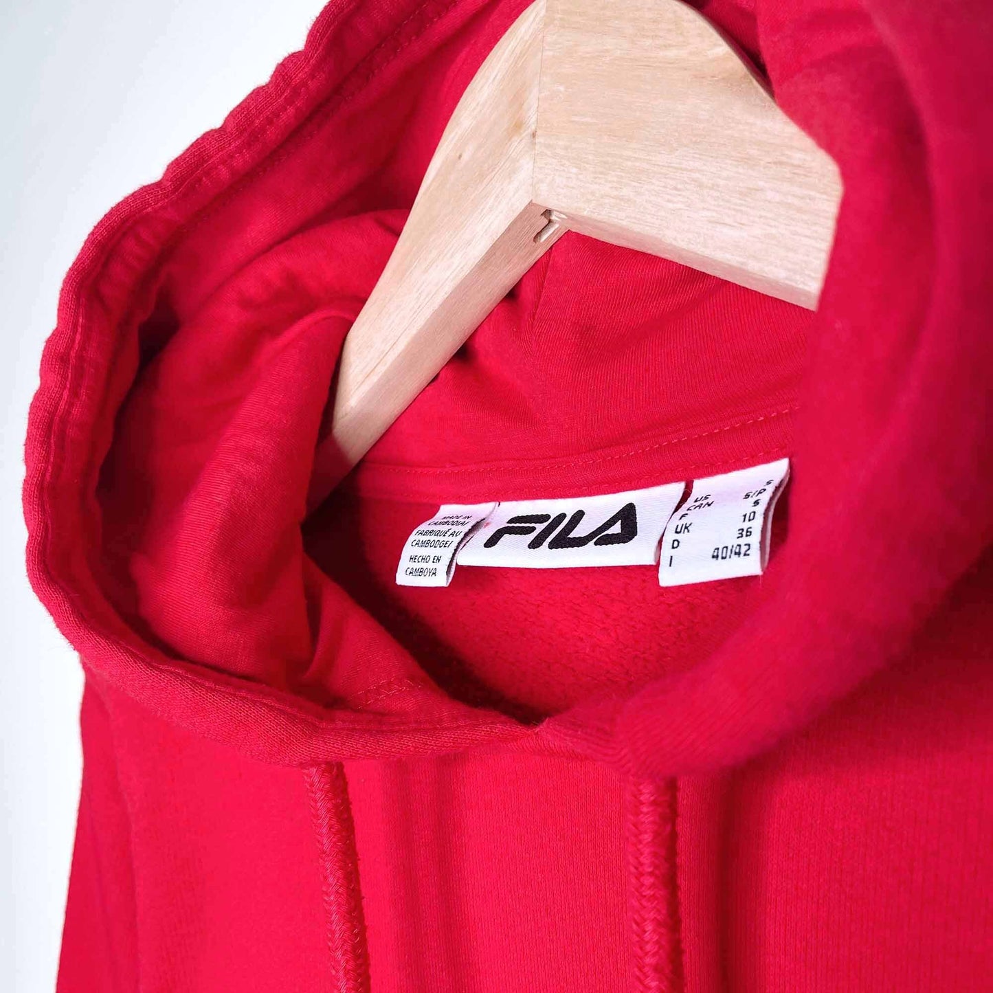 FILA unisex red hooded logo sweatshirt - size small