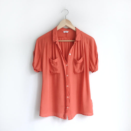 Filippa K silk coral button down top - size xs