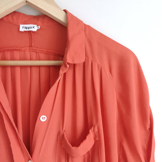Filippa K silk coral button down top - size xs