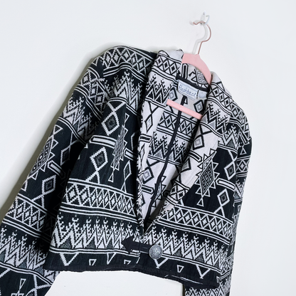 vintage flashback tapestry aztec cropped jacket - size small
