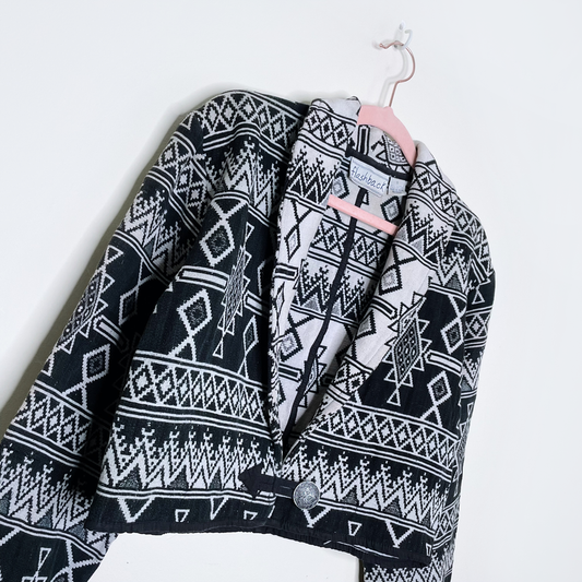 vintage flashback tapestry aztec cropped jacket - size small